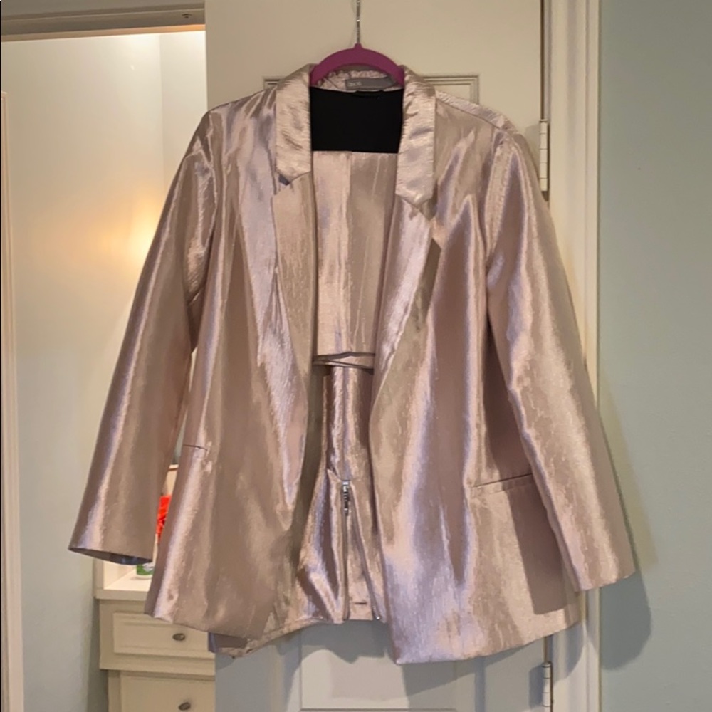 ASOS two piece metallic pink pant suit